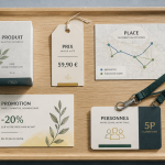 5p marketing objets sur bureau moderne