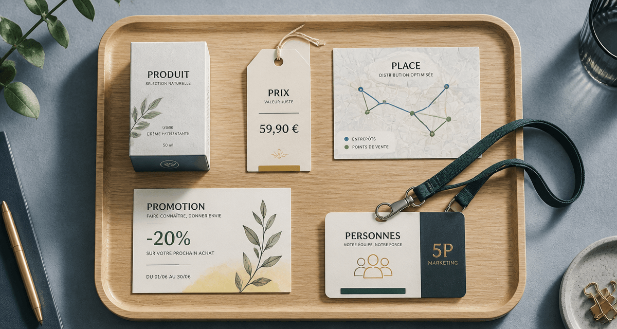 5p marketing objets sur bureau moderne