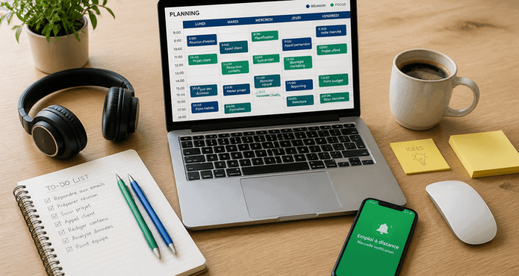 bureau travail a distance ordinateur portable