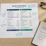 comment analyser un bilan comptable, bilan sur bureau avec calculatrice
