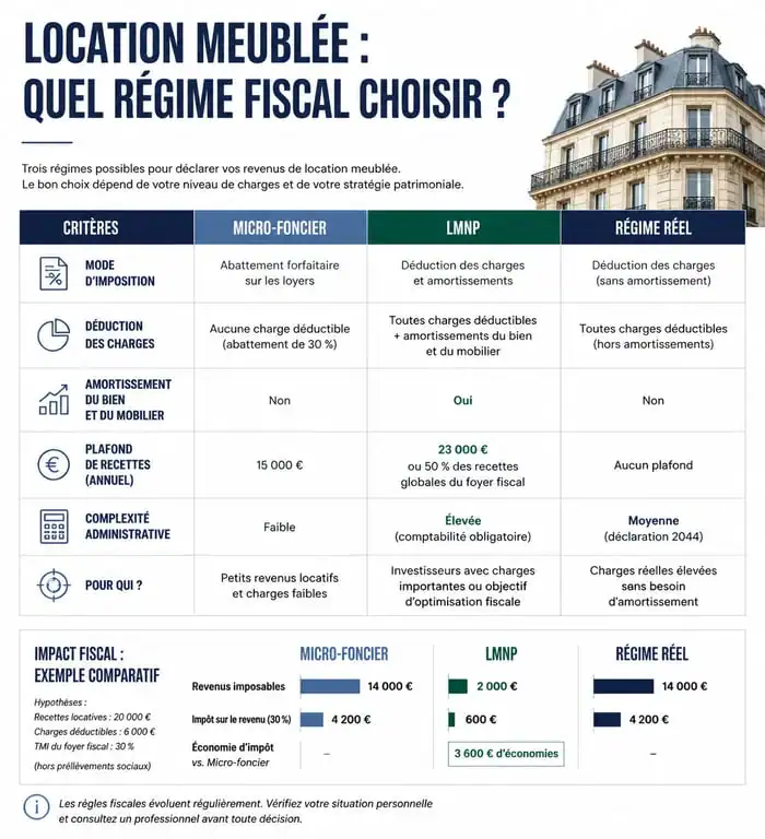 Comparatif des régimes fiscaux pour propriétaires louant leur appartement : Micro-foncier, LMNP et Réel