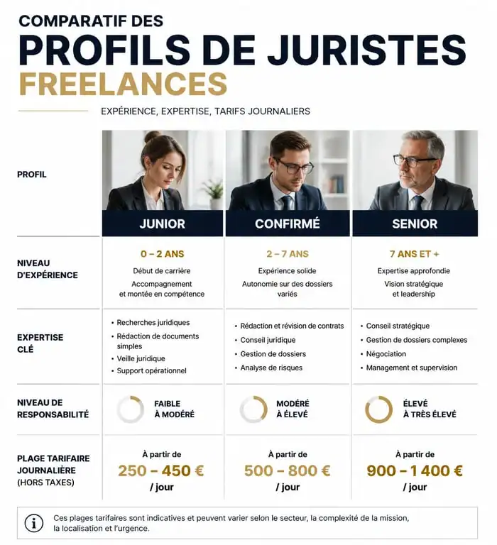 Comparatif des tarifs et profils de juriste freelance pour les entreprises