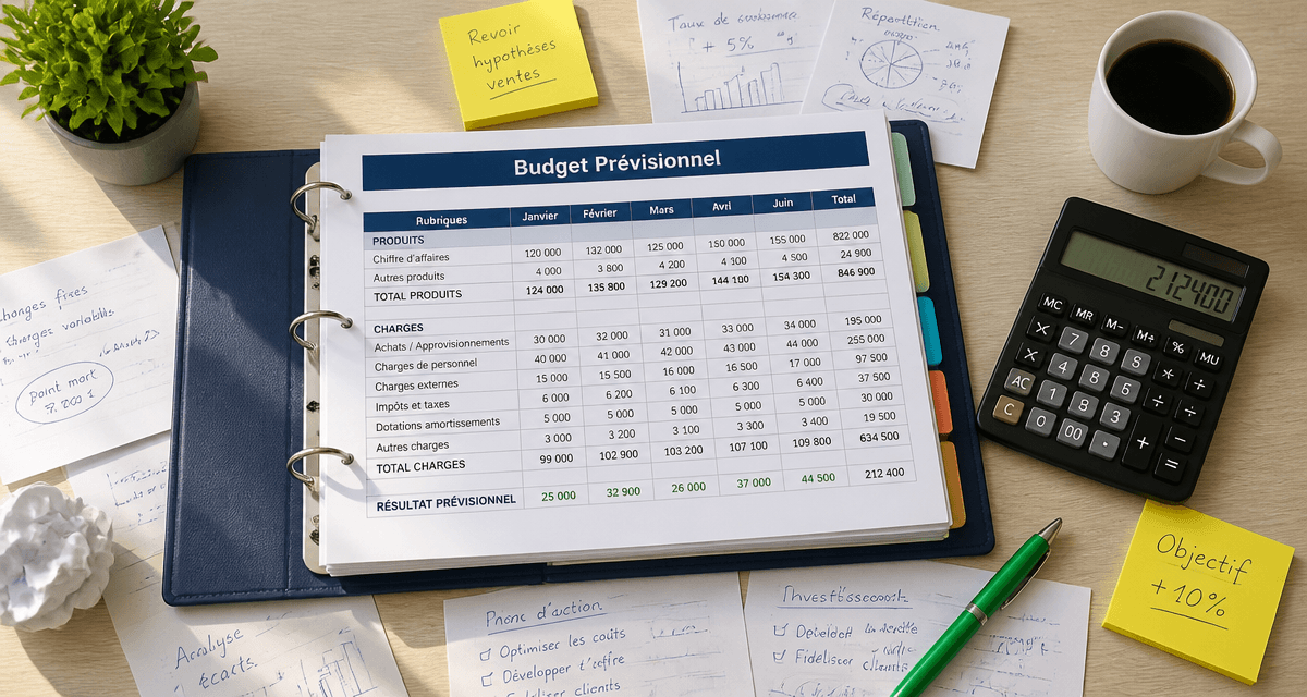 exemple budget prévisionnel sur bureau avec tableau excel