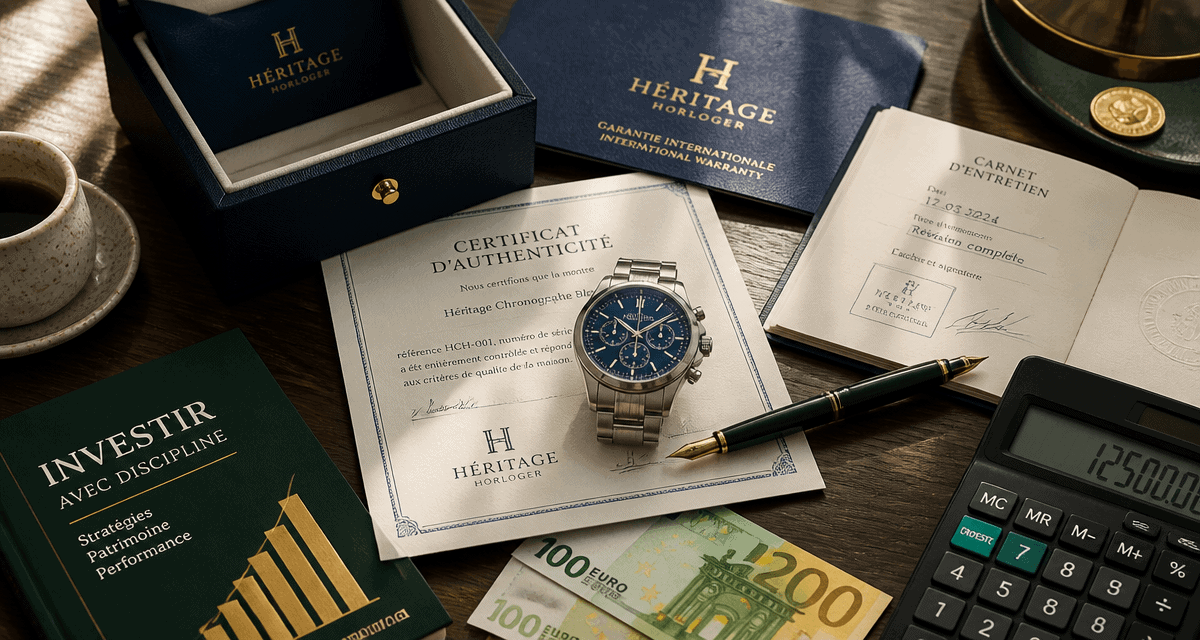 investir dans une montre de luxe sur bureau avec accessoires financiers