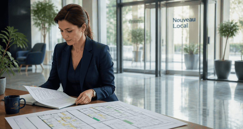Chef d’entreprise consultant un dossier dans un local pour entreprise