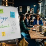 Débat marketing stratégique opérationnel en équipe