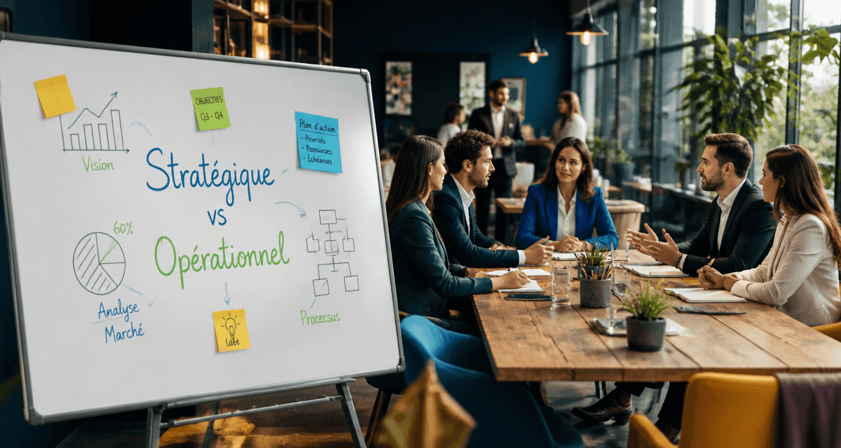 Débat marketing stratégique opérationnel en équipe
