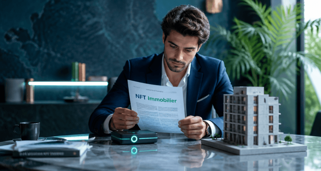 NFT immobilier investisseur examine contrat