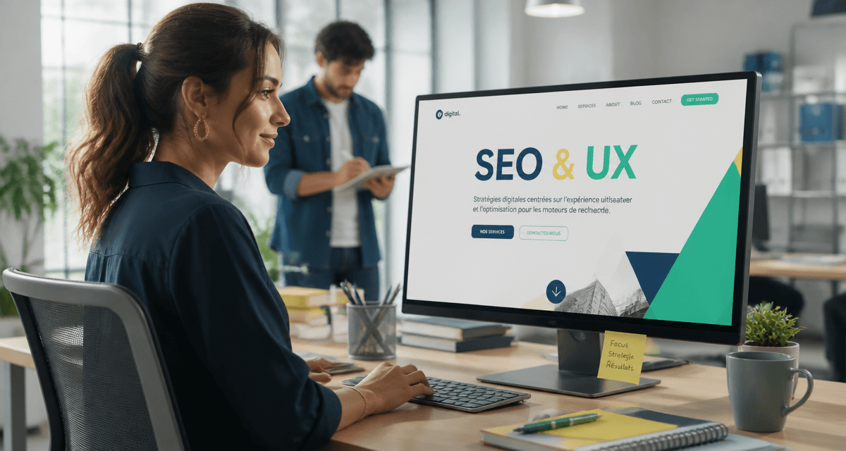 seo ux équipe open space ordinateur