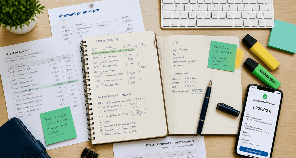 virement compte perso vers compte pro comptabilité