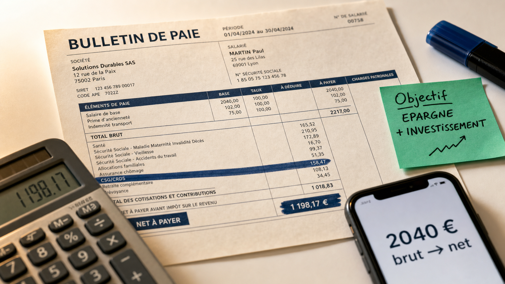 2040 brut en net : salaire net mensuel en France