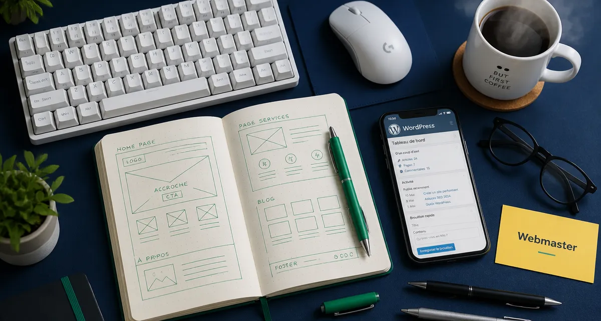 devenir webmaster bureau outils WordPress carnet