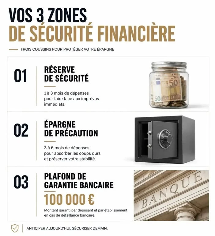 Infographie sur la gestion optimale du montant sur un compte courant et les seuils de sécurité financière