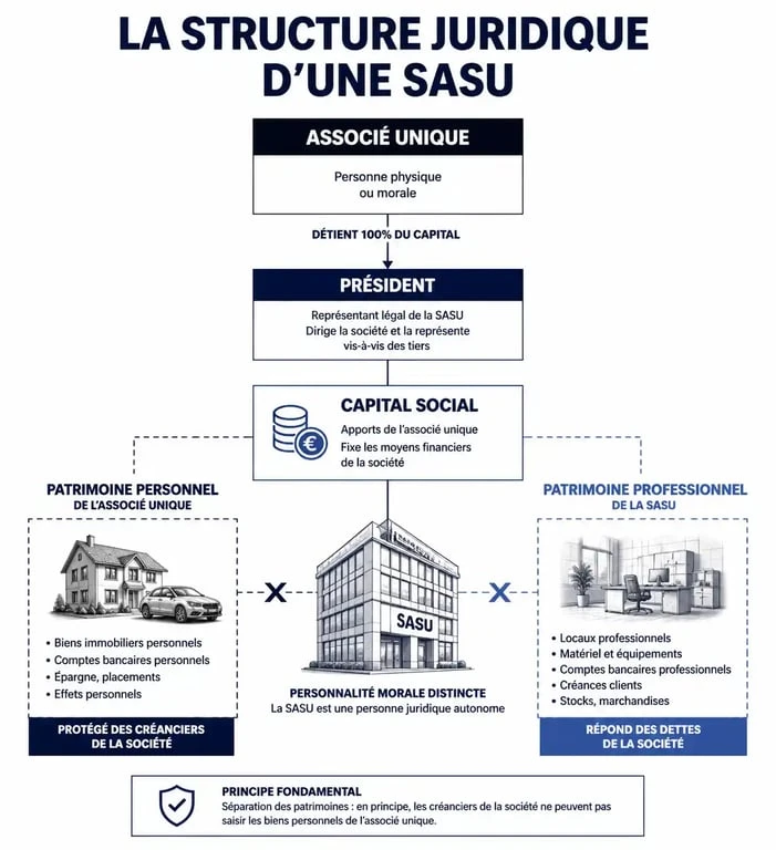 Schéma explicatif de la structure juridique d'une SASU pour les entrepreneurs