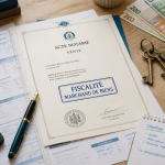 marchand de bien fiscalité documents et calculatrice