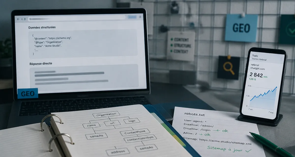 seo chatgpt : geo, données structurées, robots.txt