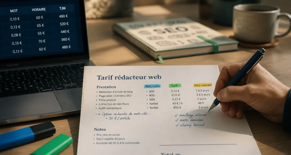 Tarif rédacteur web : devis et estimation du prix