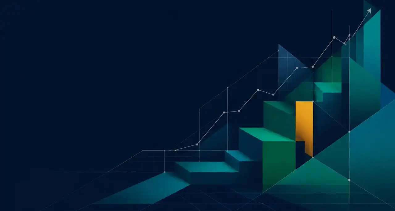 Composition graphique évoquant la croissance et la structuration des projets business et finance