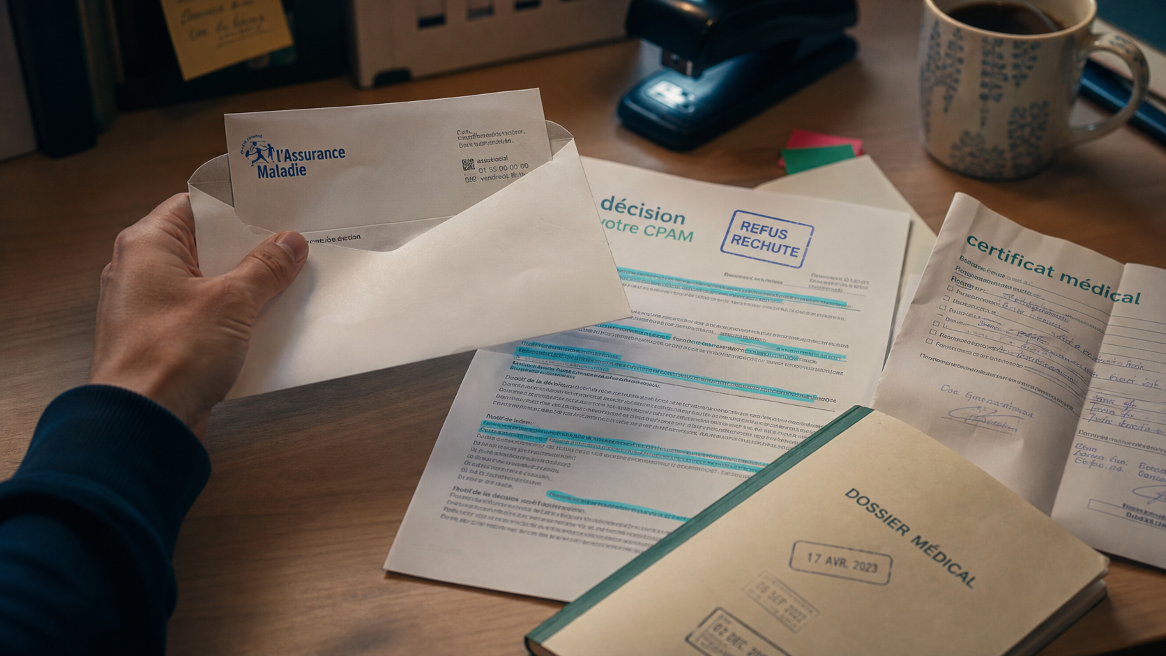 Rechute accident de travail refuse : documents et preuves CPAM