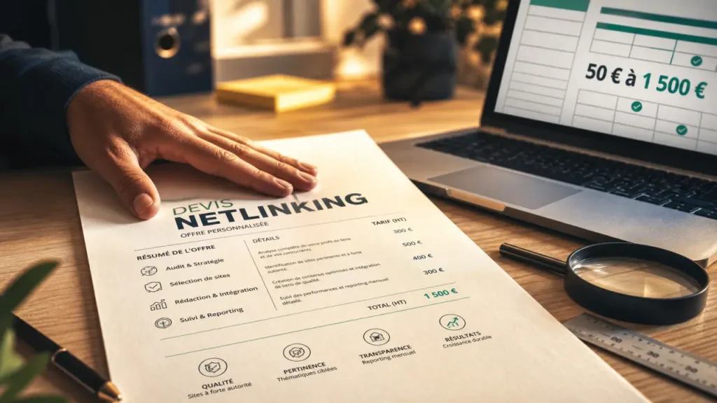 Tarif netlinking : 50 € ou 1 500 €, ce qui change vraiment le prix d’un lien