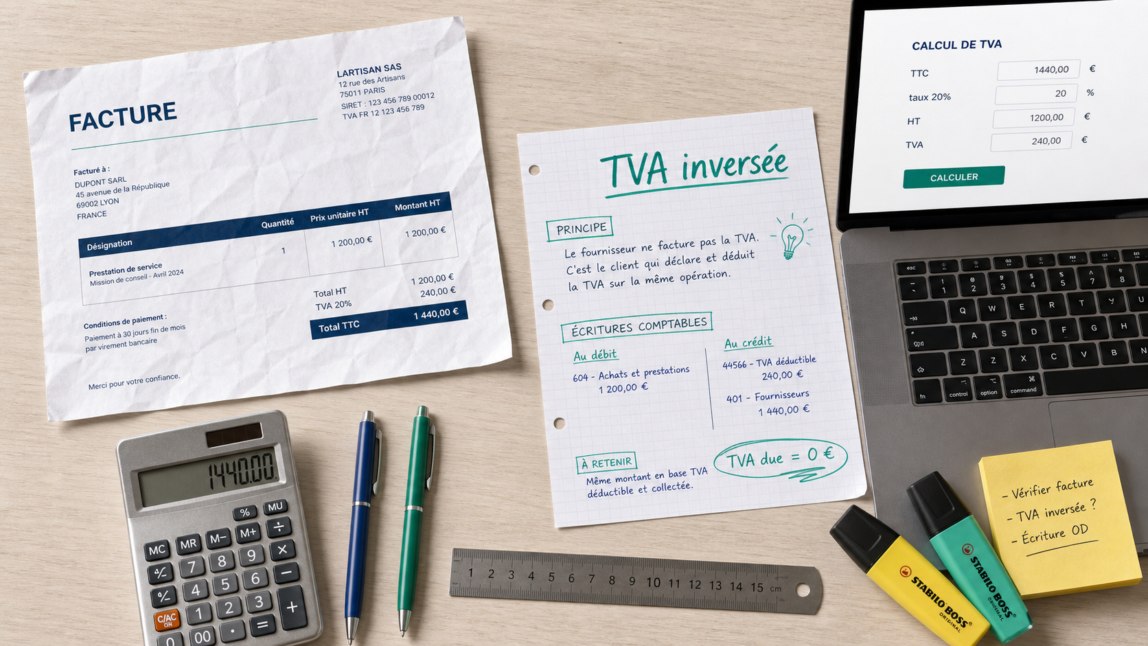 TVA inversée pour retrouver le montant HT