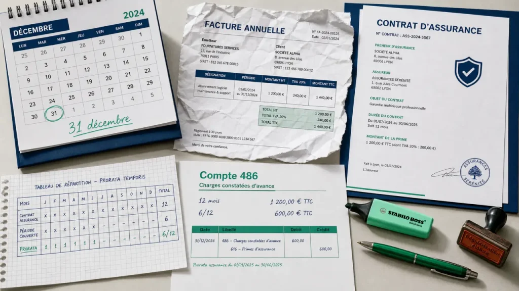 Charges constatées d’avance : le compte 486, le calcul au prorata et les écritures de clôture