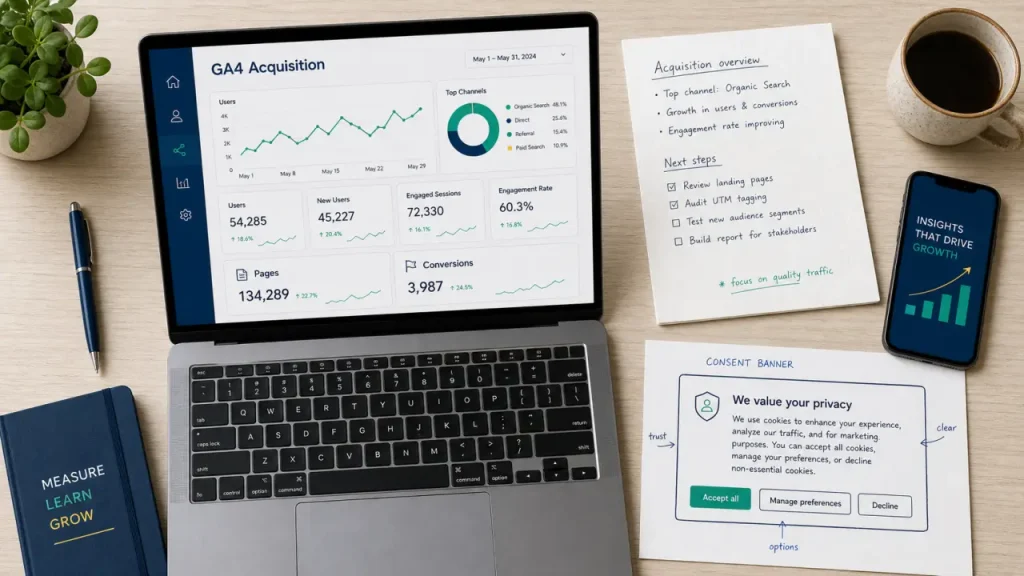 Google Analytics : voir les données en 24h, puis maîtriser 4 rapports clés