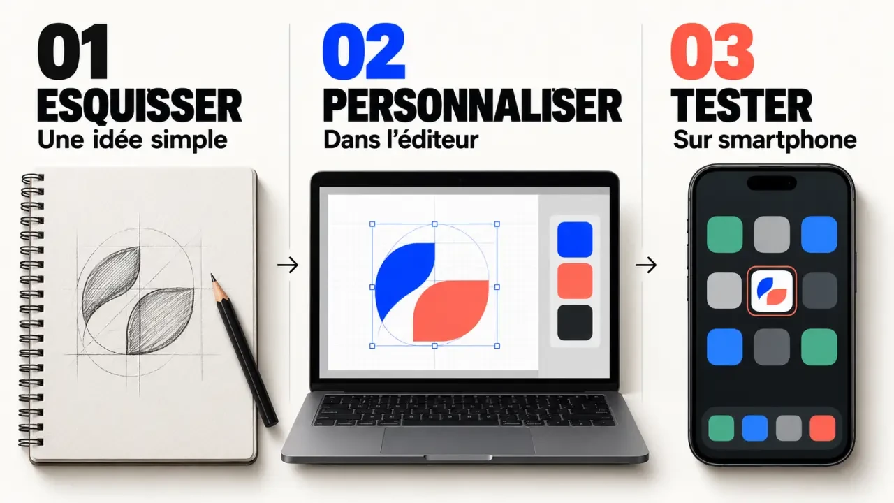 Créer logo application : étapes de conception et test d’une icône sur smartphone